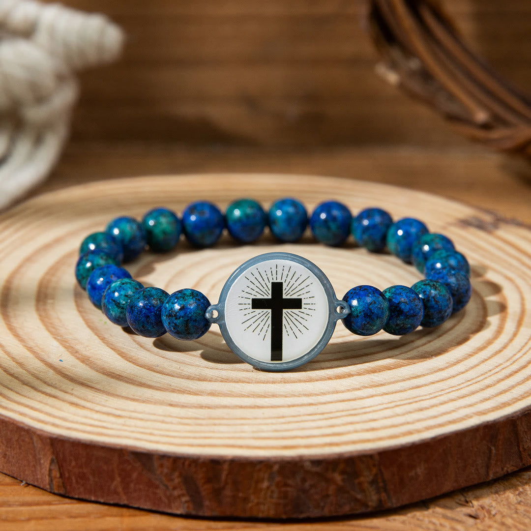 NFC-Enabled Natural Stone Bible Verse Bracelet: Tap to Receive Daily Jesus’ Word