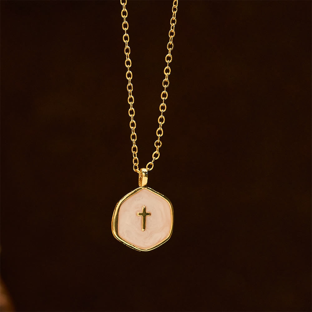 Geometric Cross Pendant Necklace in Pastel Hues