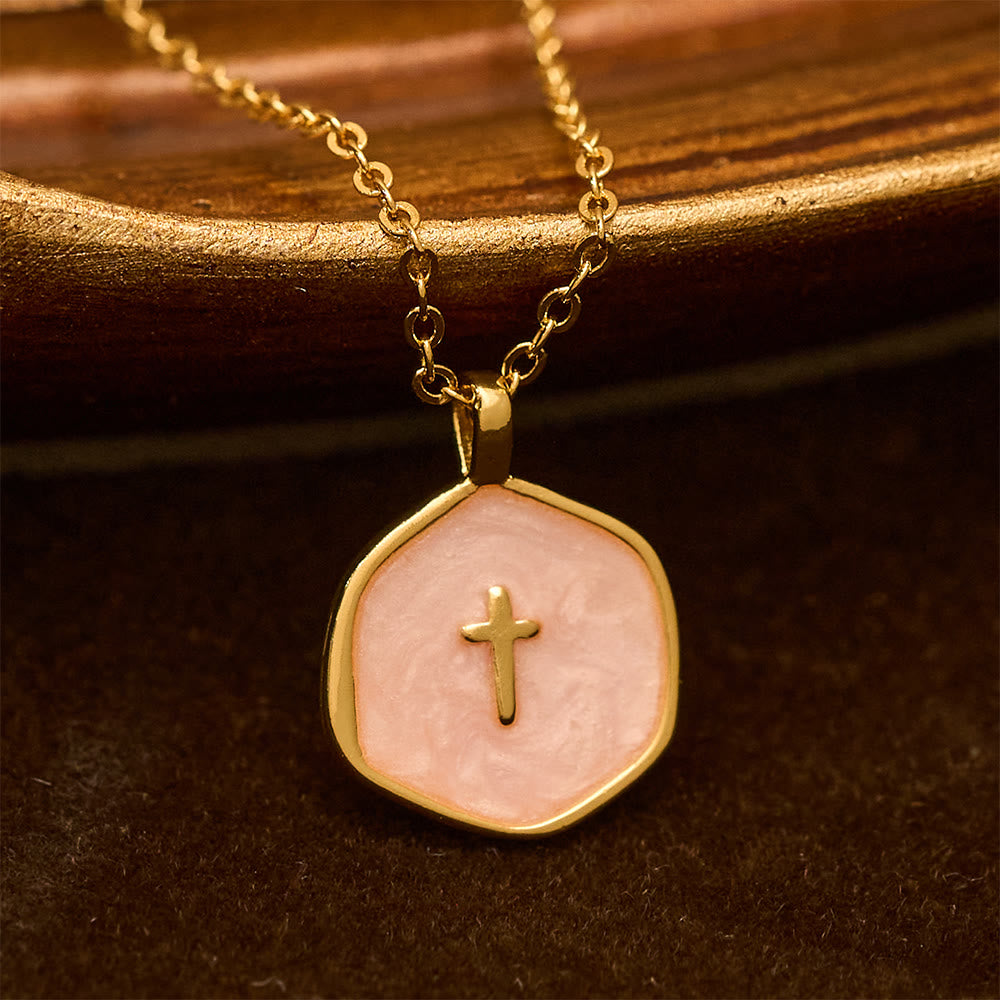 Geometric Cross Pendant Necklace in Pastel Hues