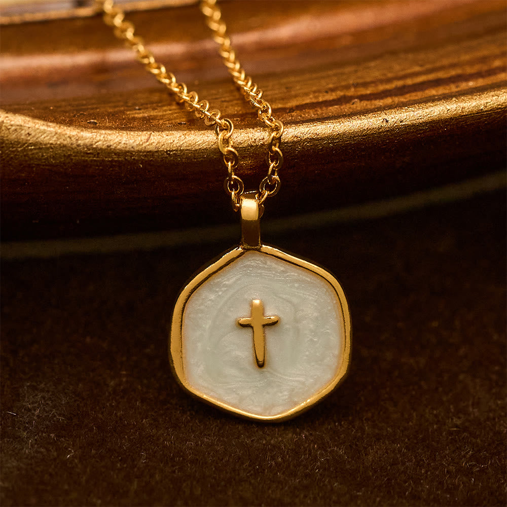 Geometric Cross Pendant Necklace in Pastel Hues