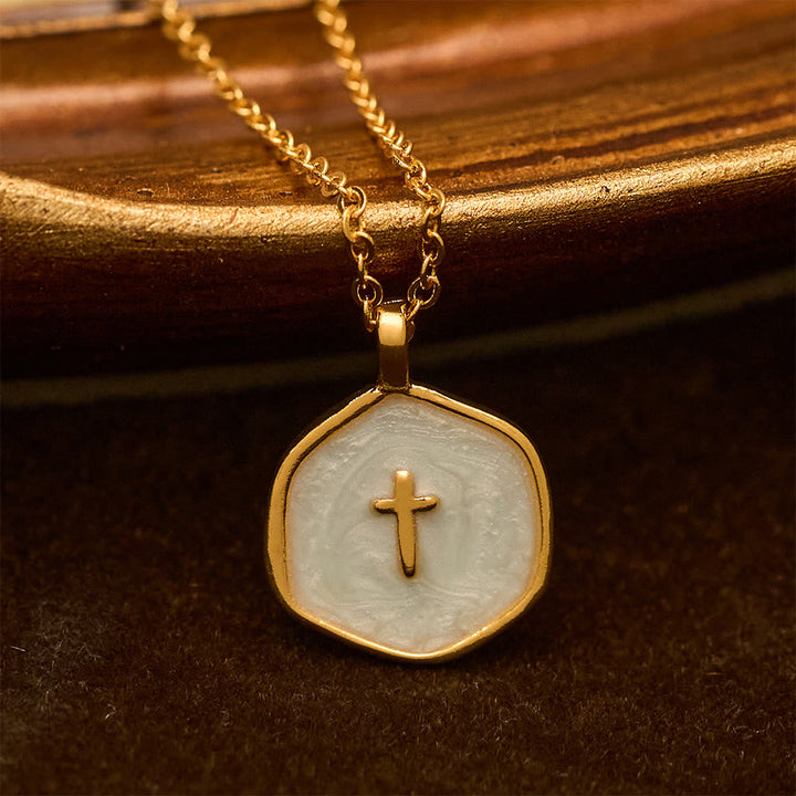 Geometric Cross Pendant Necklace in Pastel Hues