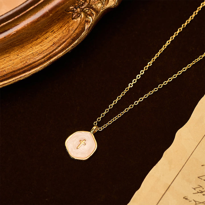 Geometric Cross Pendant Necklace in Pastel Hues