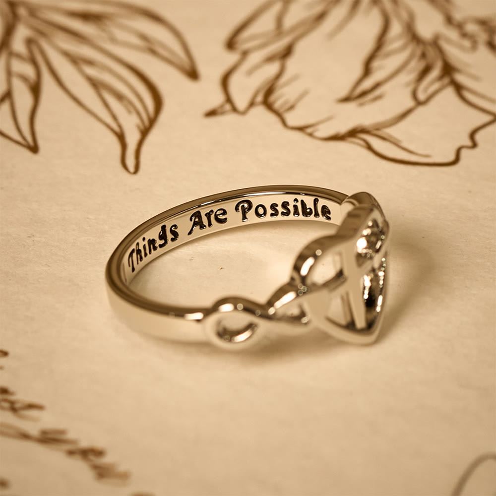 Heart Cross Faith - Bonded Ring: With God, All Things Are Possible
