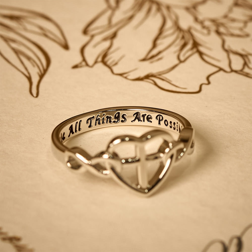 Heart Cross Faith - Bonded Ring: With God, All Things Are Possible