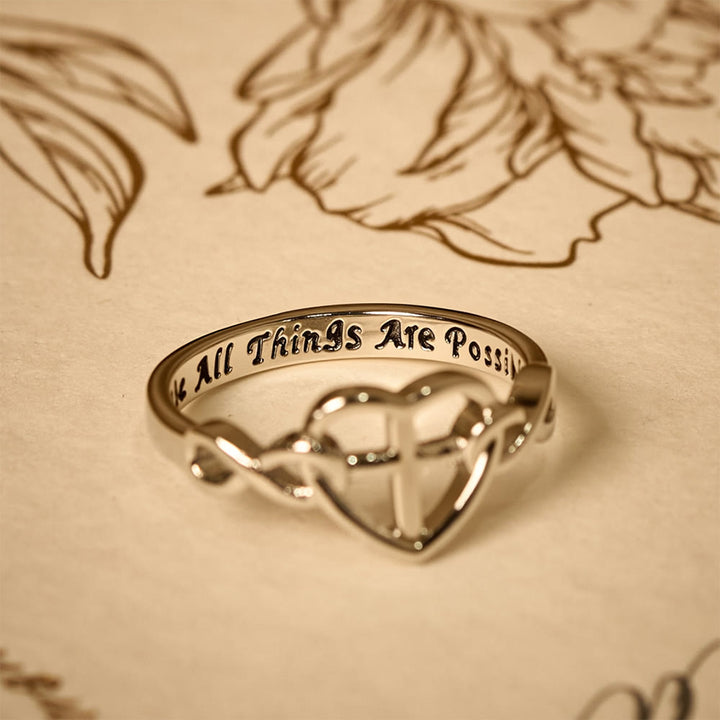 Heart Cross Faith - Bonded Ring: With God, All Things Are Possible