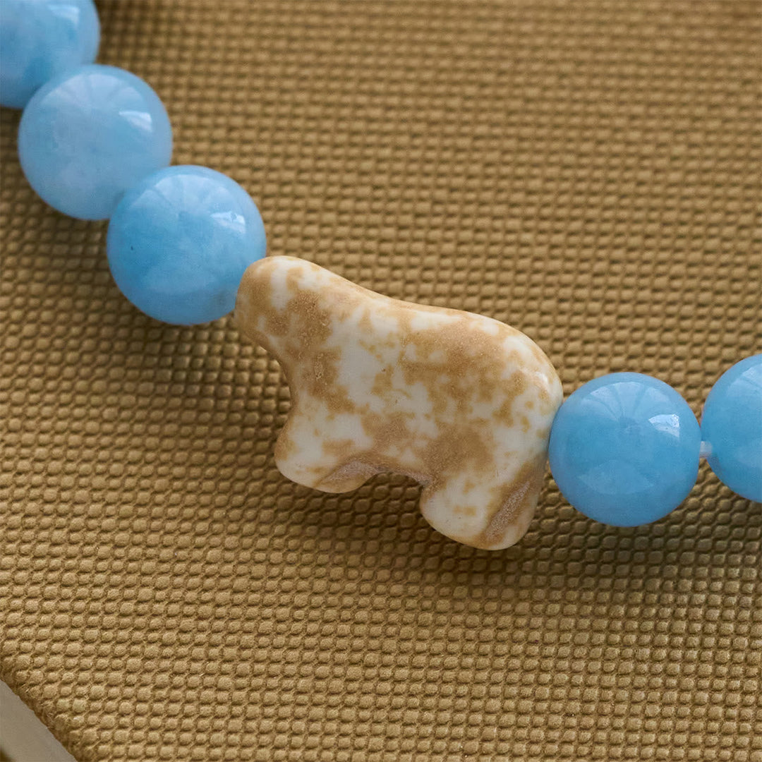 Blue Bead Polar Bear Handmade Cross Bracelet: Save Our Polar Bears