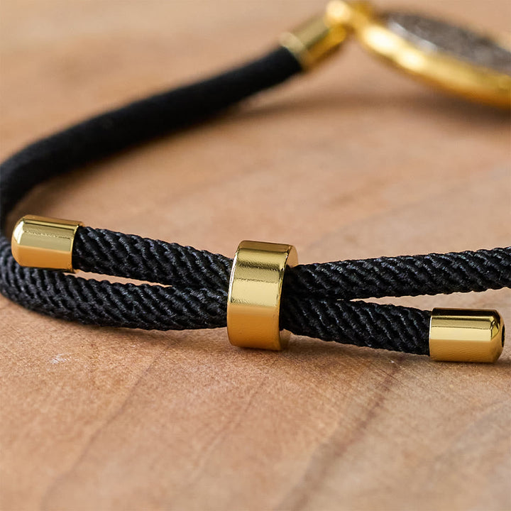 St. Benedict Medal Black Rope Cord Adjustable Bracelet