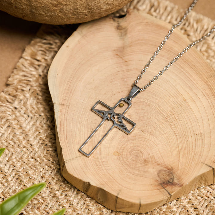 Mustard Seed Mountain Cross Necklace: Faith's Endurance & Nature's Wonder