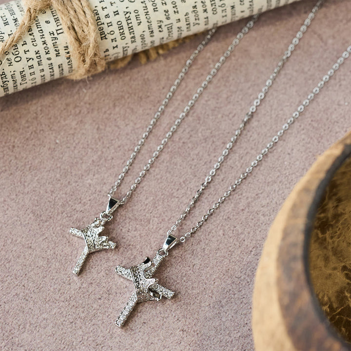 Cross & Crown Sparkle Necklace (2 Sizes): Embody Faith and Regal Devotion