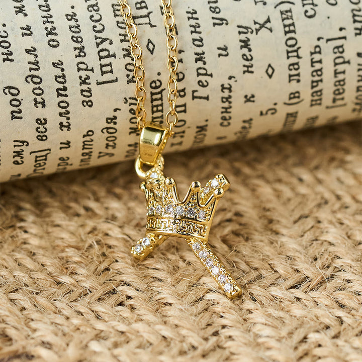 Cross & Crown Sparkle Necklace (2 Sizes): Embody Faith and Regal Devotion