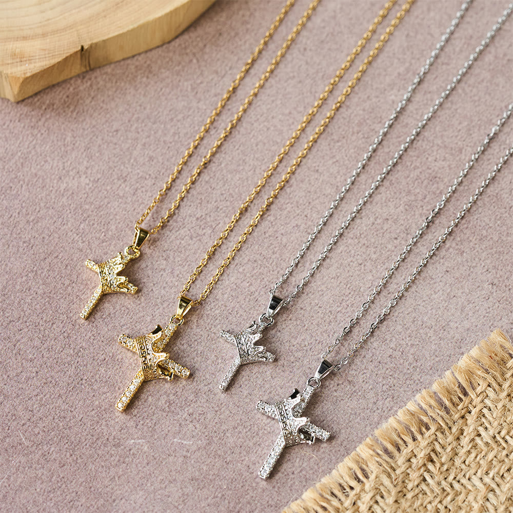 Cross & Crown Sparkle Necklace (2 Sizes): Embody Faith and Regal Devotion