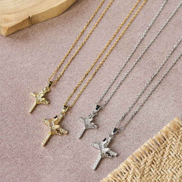 Cross & Crown Sparkle Necklace (2 Sizes): Embody Faith and Regal Devotion