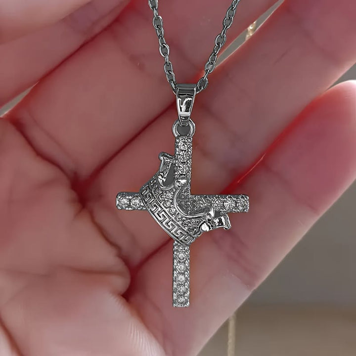 Cross & Crown Sparkle Necklace (2 Sizes): Embody Faith and Regal Devotion