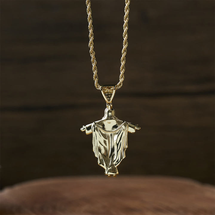 Iced Out Jesus Cross Pendant Necklace with Gift Box: Embody Divine Power and Bold Faith