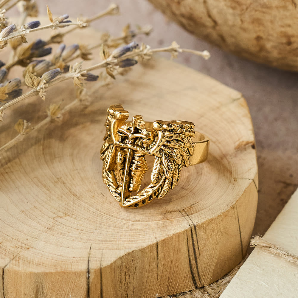 Archangel Michael Winged Sword Ring: A Symbol of Divine Protection