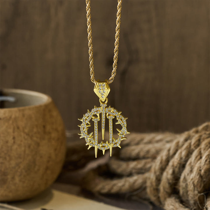 Crown of Thorns & Nails Rope Chain Necklace: A Symbol of Redemptive Sacrifice