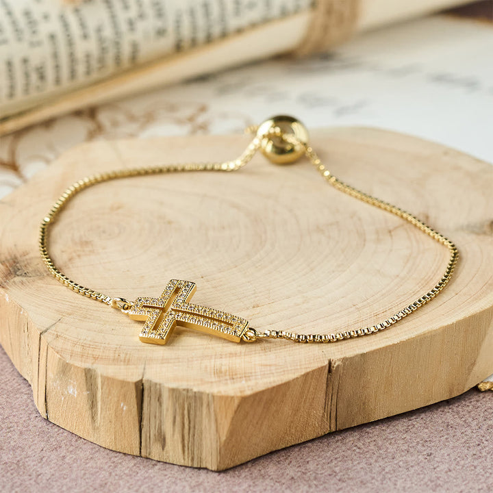Golden/Silver/Black Zircon Cross Bracelet: Embody the Grace of the Cross
