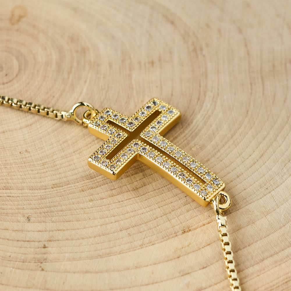Golden/Silver/Black Zircon Cross Bracelet: Embody the Grace of the Cross