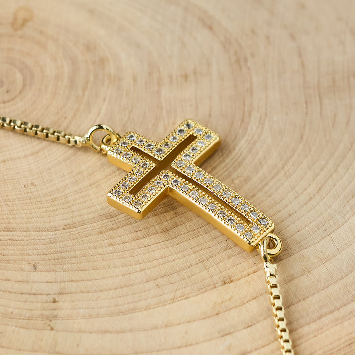 Golden/Silver/Black Zircon Cross Bracelet: Embody the Grace of the Cross