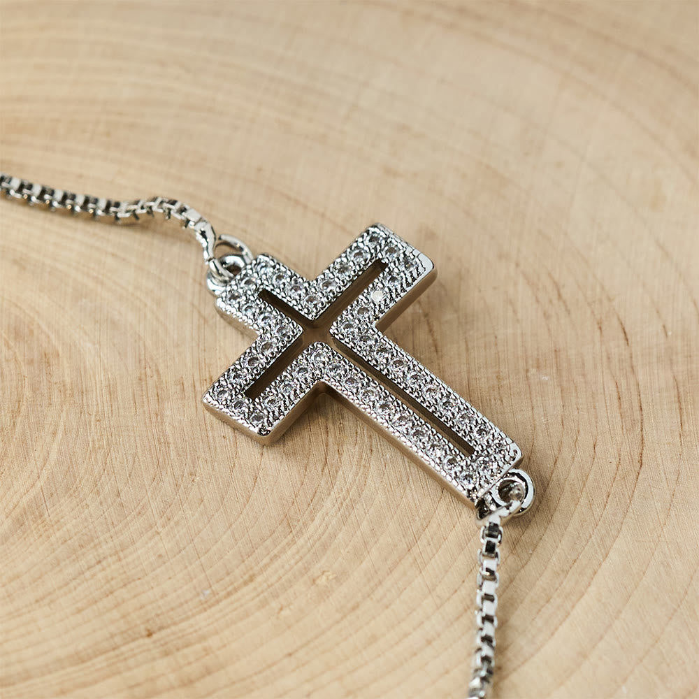 Golden/Silver/Black Zircon Cross Bracelet: Embody the Grace of the Cross