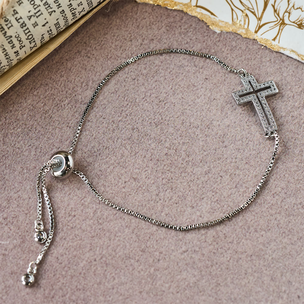 Golden/Silver/Black Zircon Cross Bracelet: Embody the Grace of the Cross