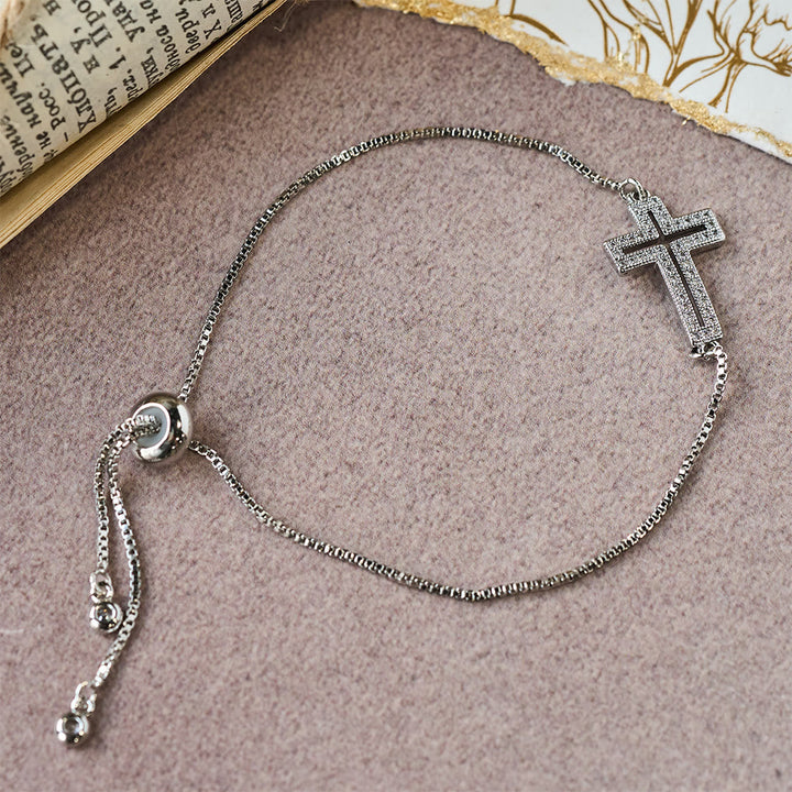 Golden/Silver/Black Zircon Cross Bracelet: Embody the Grace of the Cross