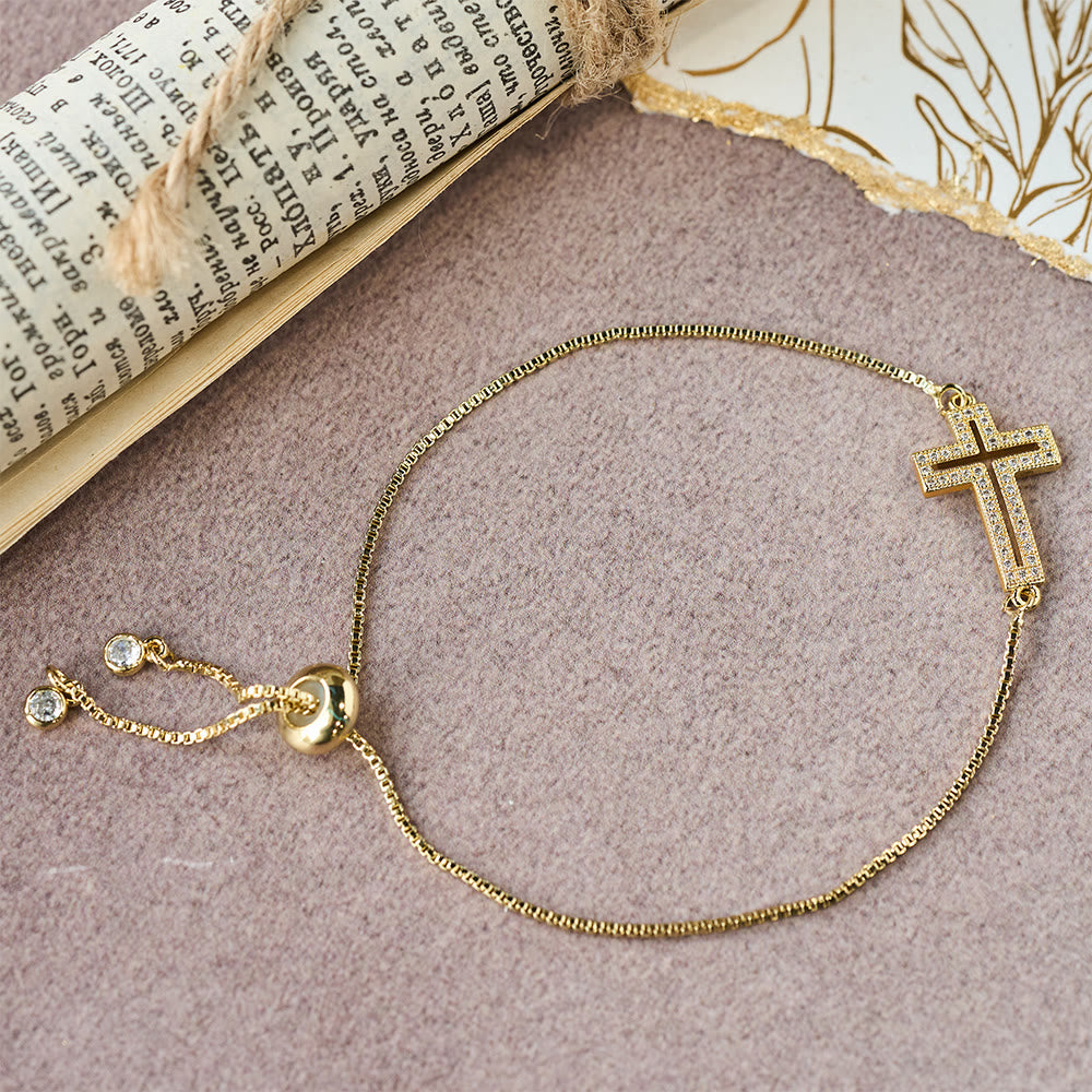 Golden/Silver/Black Zircon Cross Bracelet: Embody the Grace of the Cross
