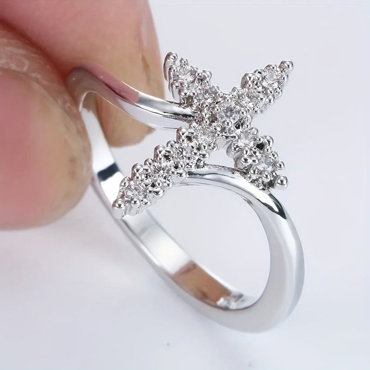 Cross Ring with Clustered Cubic Zirconia Accents: Embody His Gentle Grace