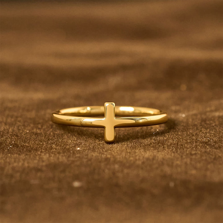 Dual Cross Ring Set: Polished Metal & Zircon-Encrusted Styles for Daily Devotion