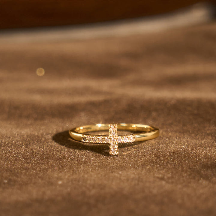 Dual Cross Ring Set: Polished Metal & Zircon-Encrusted Styles for Daily Devotion