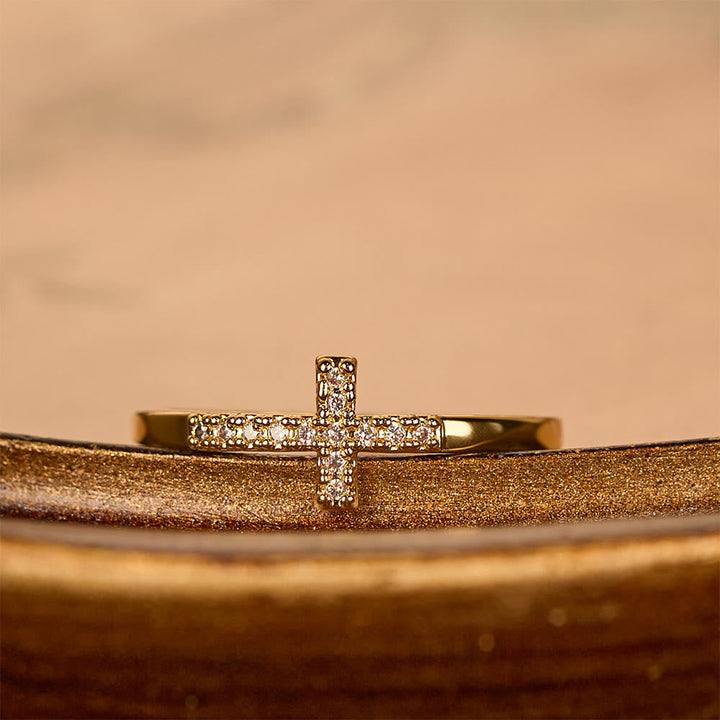 Dual Cross Ring Set: Polished Metal & Zircon-Encrusted Styles for Daily Devotion