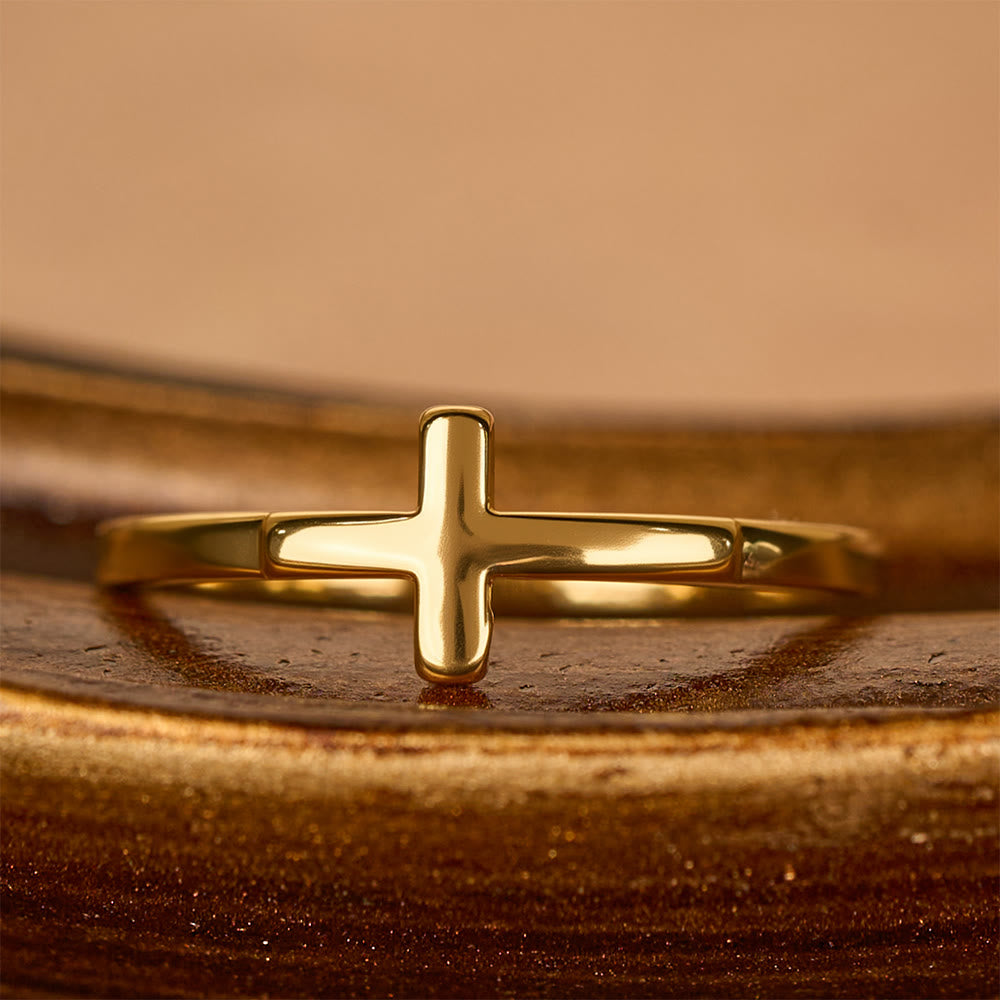 Dual Cross Ring Set: Polished Metal & Zircon-Encrusted Styles for Daily Devotion