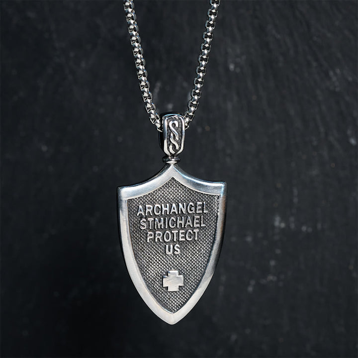 Archangel St. Michael Shield Amulet Titanium Necklace