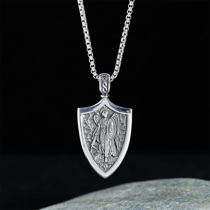 Archangel St. Michael Shield Amulet Titanium Necklace