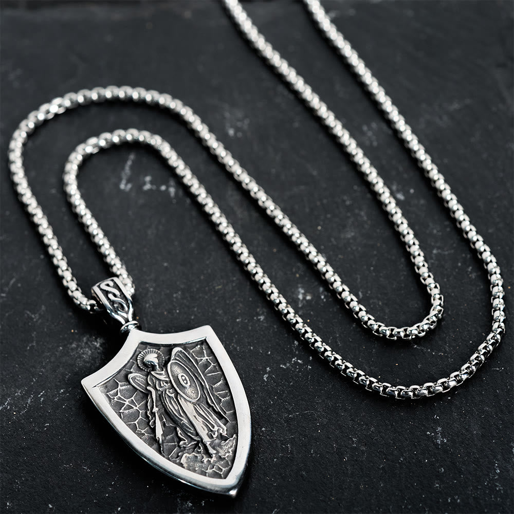 Archangel St. Michael Shield Amulet Titanium Necklace