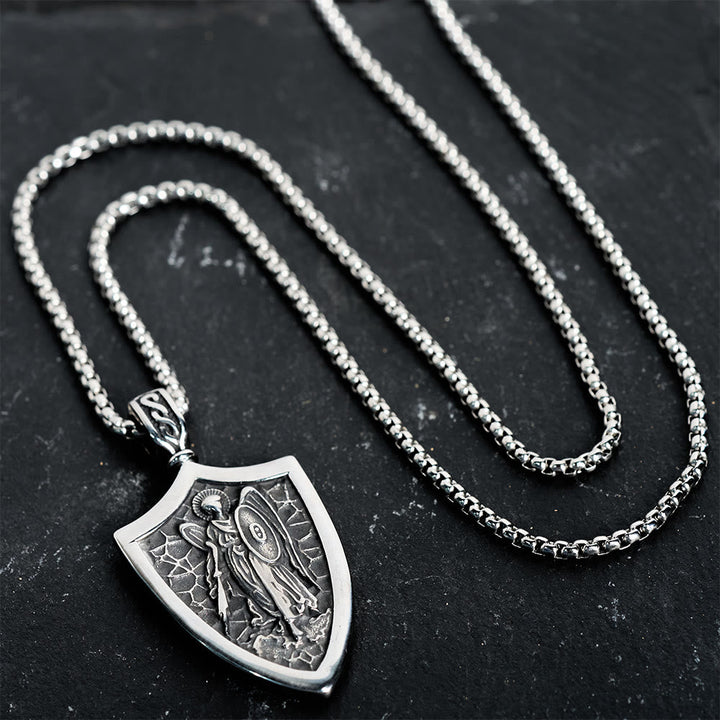 Archangel St. Michael Shield Amulet Titanium Necklace