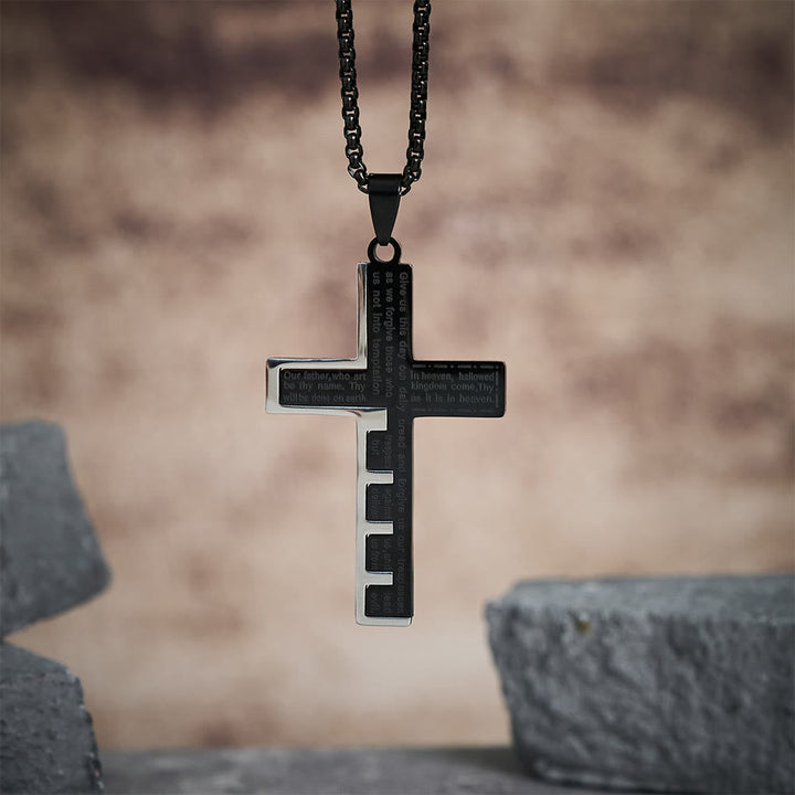 Modern Tri-Color Lord's Prayer Cross Necklace: A Timeless Symbol of Holy
