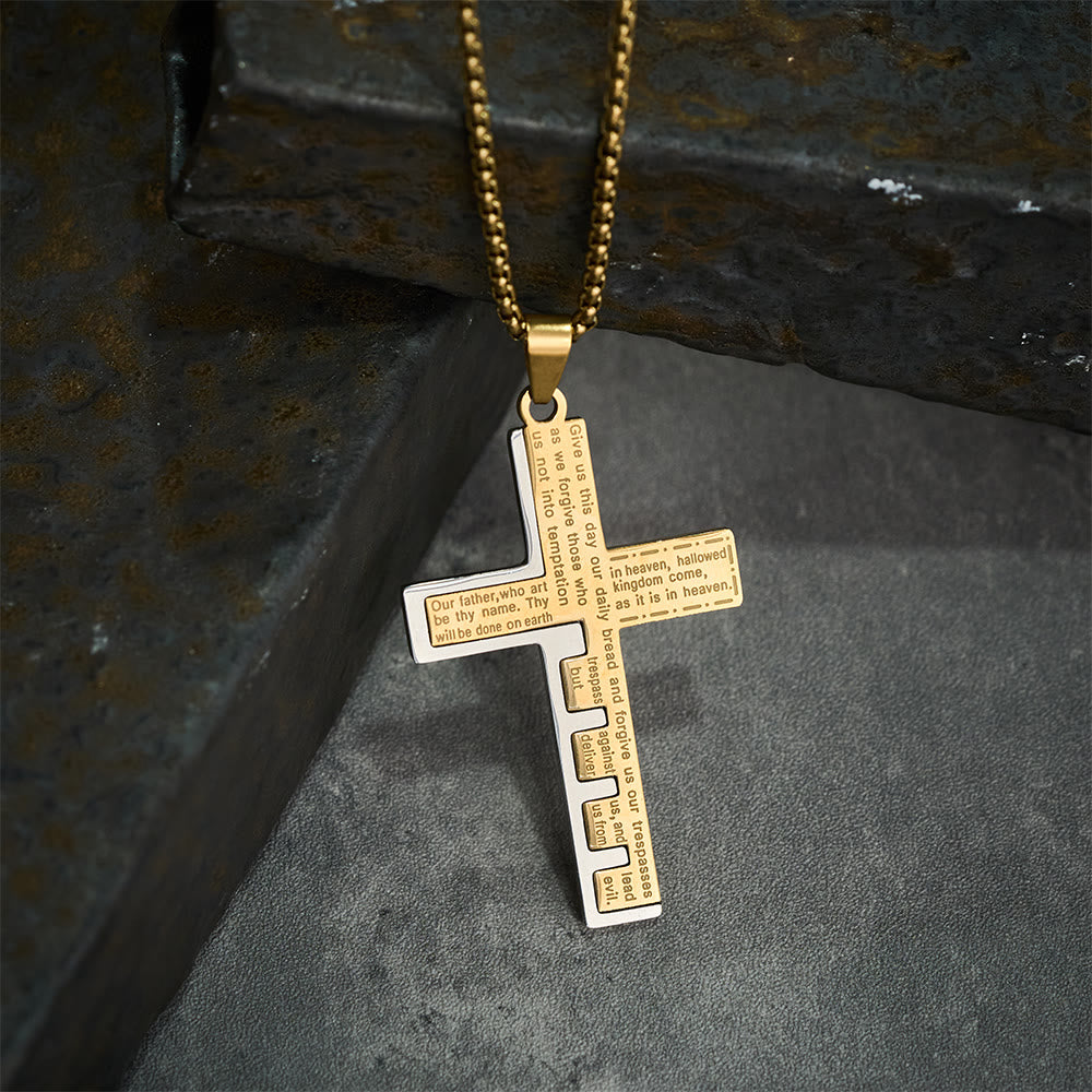 Modern Tri-Color Lord's Prayer Cross Necklace: A Timeless Symbol of Holy
