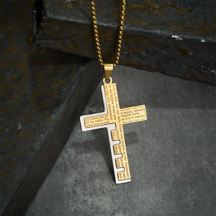 Modern Tri-Color Lord's Prayer Cross Necklace: A Timeless Symbol of Holy
