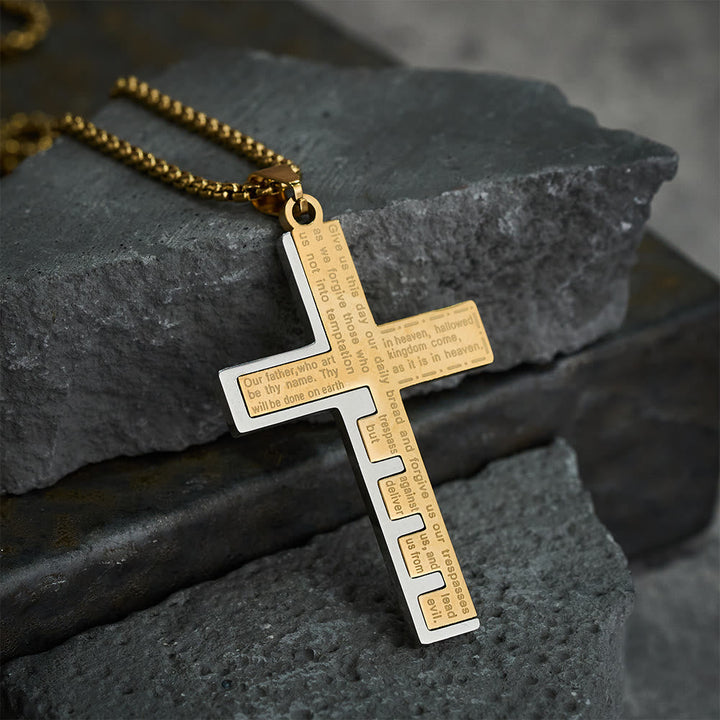 Modern Tri-Color Lord's Prayer Cross Necklace: A Timeless Symbol of Holy