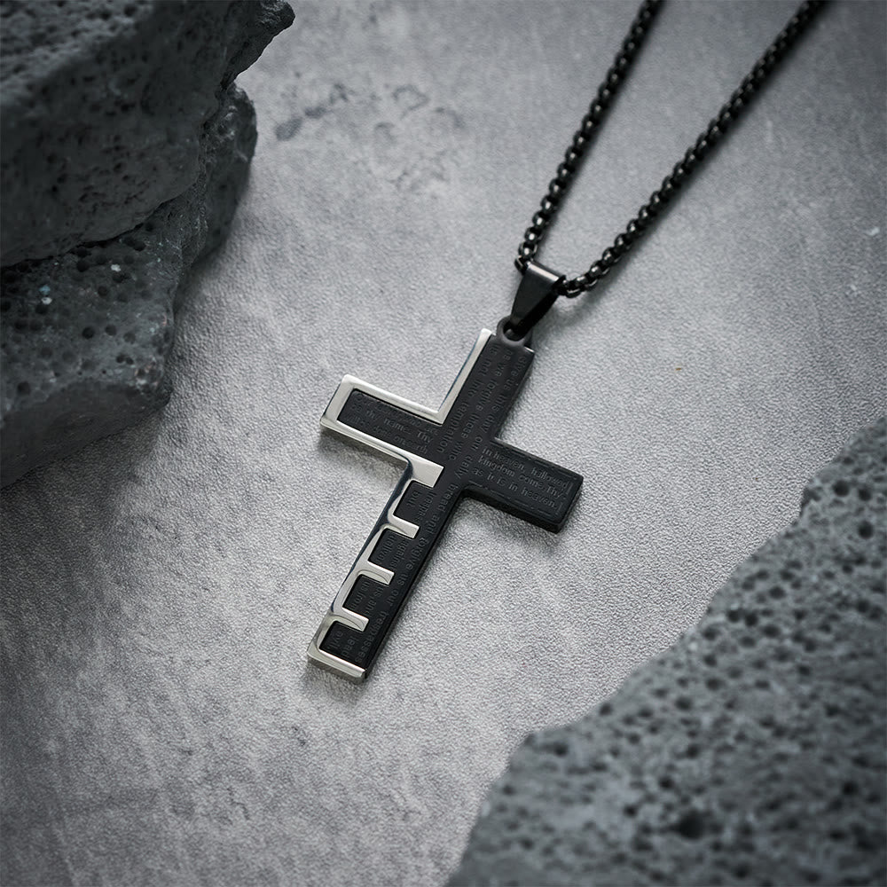 Modern Tri-Color Lord's Prayer Cross Necklace: A Timeless Symbol of Holy