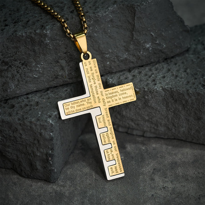 Modern Tri-Color Lord's Prayer Cross Necklace: A Timeless Symbol of Holy