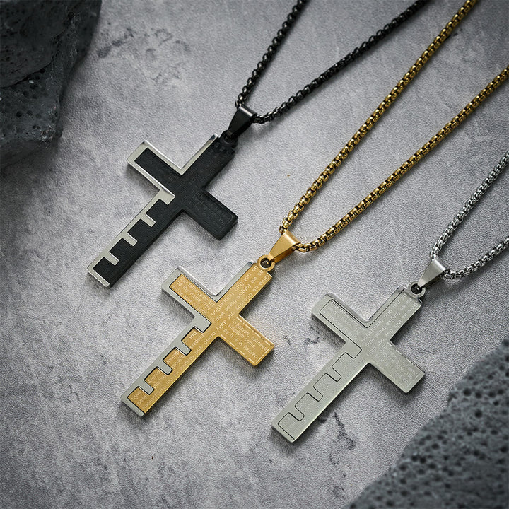 Modern Tri-Color Lord's Prayer Cross Necklace: A Timeless Symbol of Holy