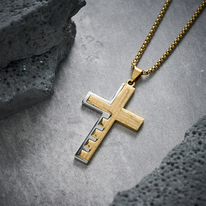 Modern Tri-Color Lord's Prayer Cross Necklace: A Timeless Symbol of Holy