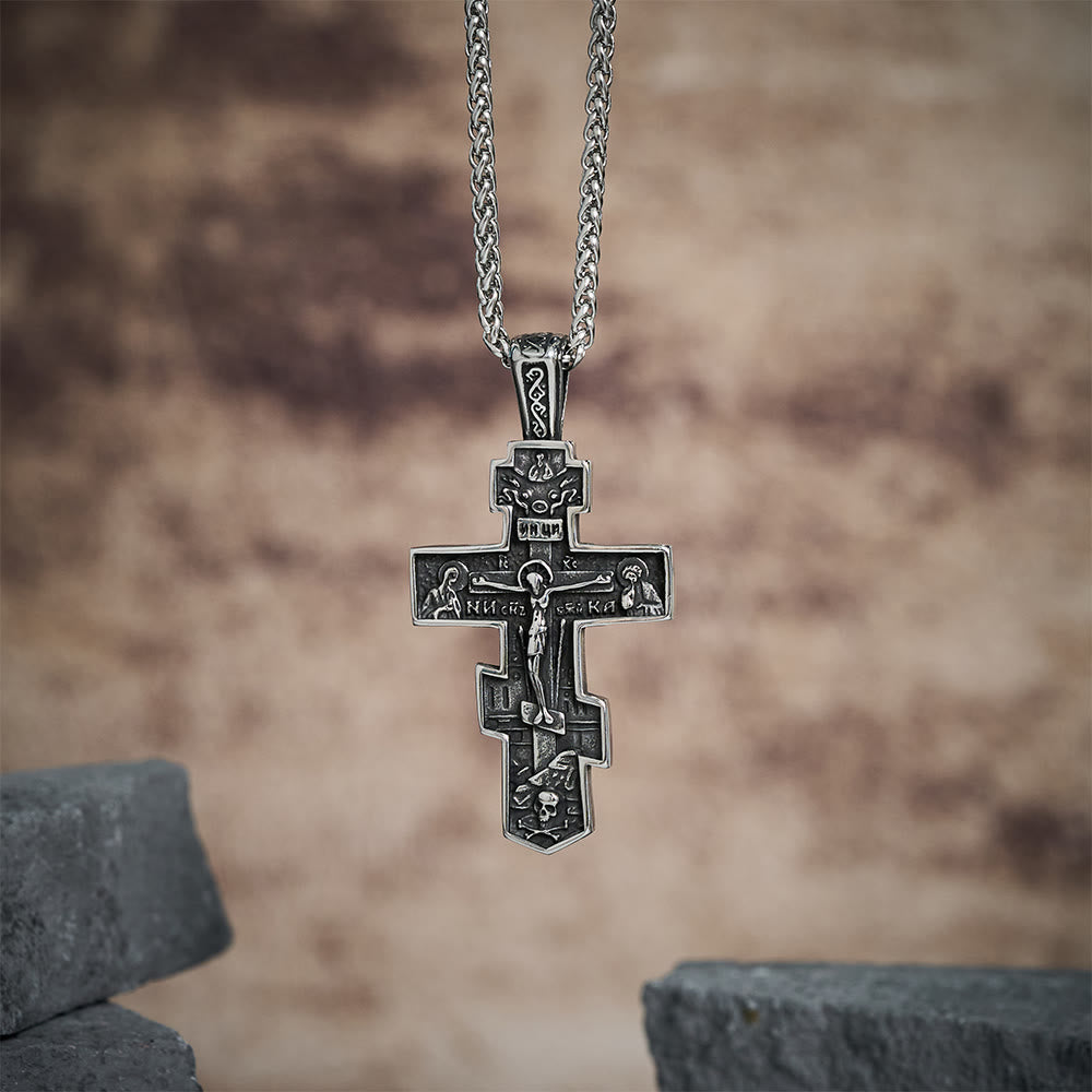 Titanium Orthodox Jesus Crucifix Necklace Protection Jewelry