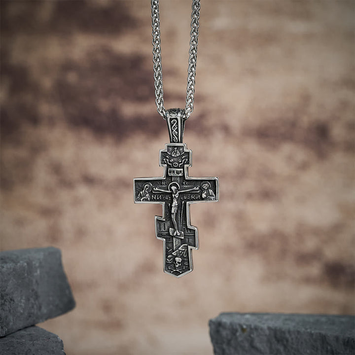 Titanium Orthodox Jesus Crucifix Necklace Protection Jewelry