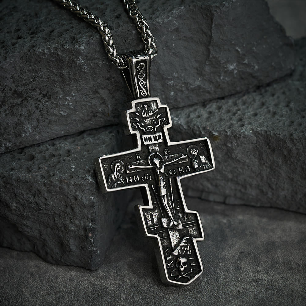Titanium Orthodox Jesus Crucifix Necklace Protection Jewelry