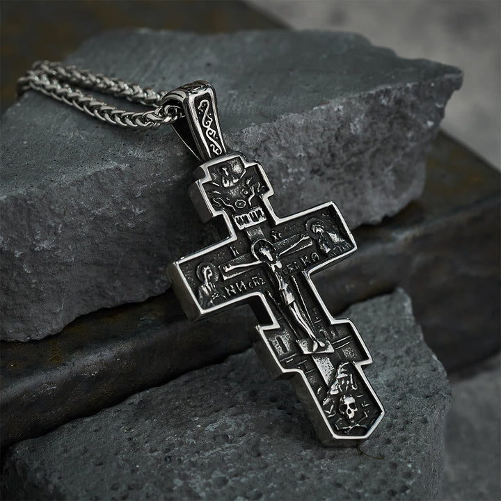 Titanium Orthodox Jesus Crucifix Necklace Protection Jewelry