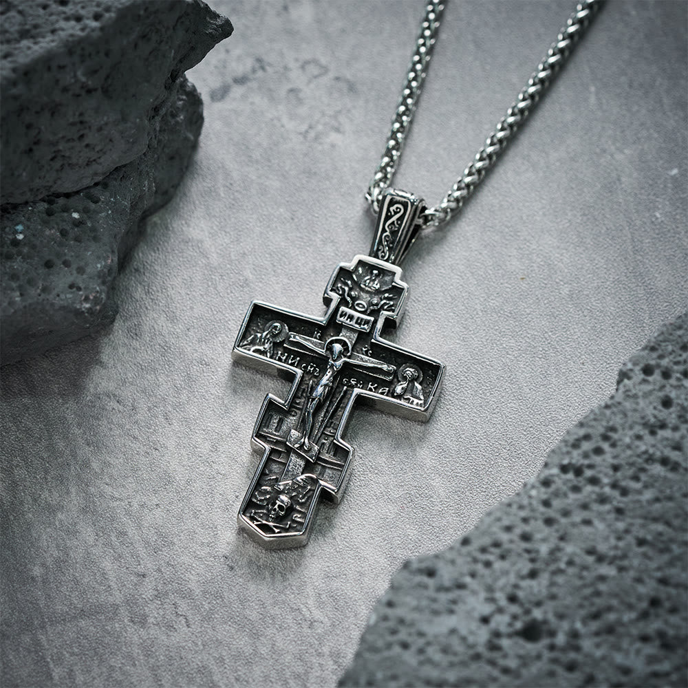 Titanium Orthodox Jesus Crucifix Necklace Protection Jewelry