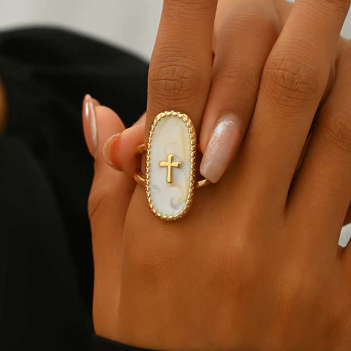 Cross Accent Glaze Double-Band Ring: A Symbol of Subtle Faith & Style